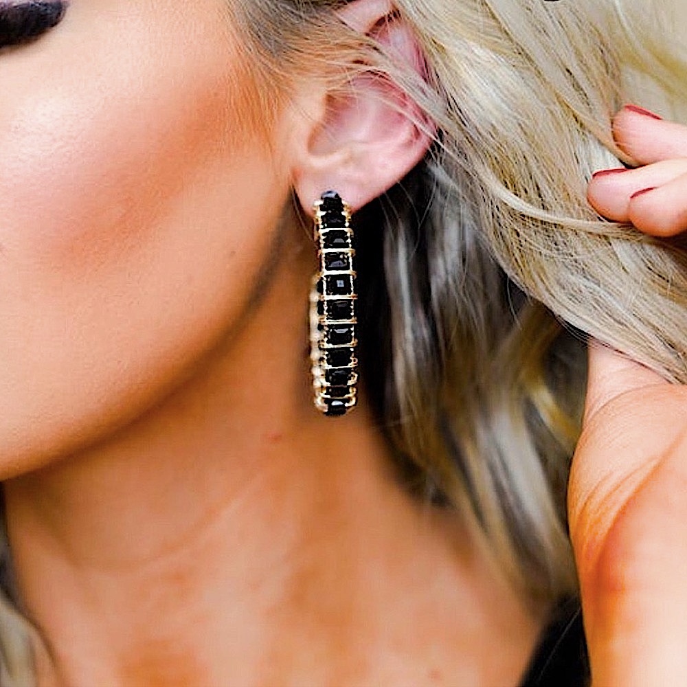 🆕🌿🖤MESTIERE: BLACK Gold Wired 3/4 Beaded Hoops
